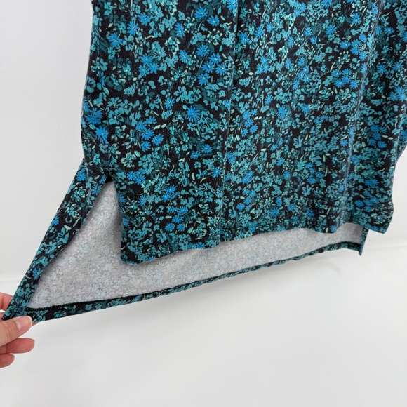 Terra Sky Dress Women 0X Blue Floral Short Sleeve T Shirt V Neck Comfy Pockets - Picture 4 of 11